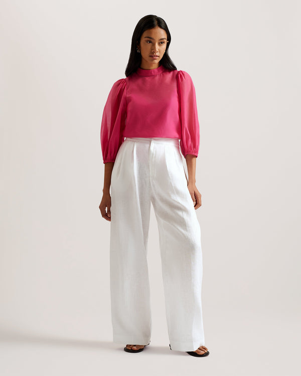 LUCIHH-Trousers-Linen Wide Leg Linen Trouser- Ted Baker Romania